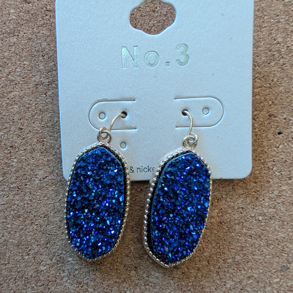 Blue Glitter Drop Earrings